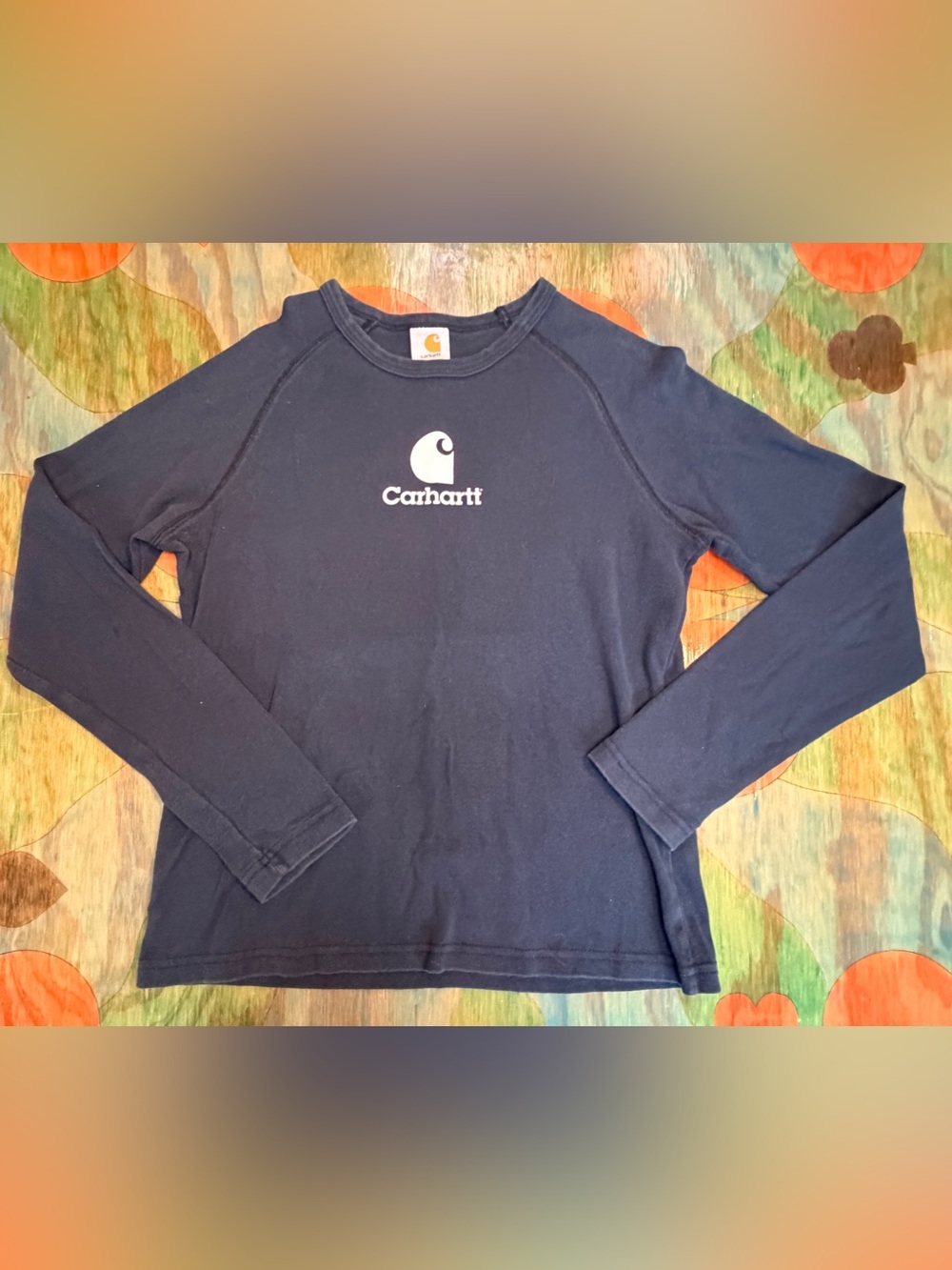 Carhartt Long Sleeve T Shirt Womens Size Large WK004 Black White Logo Pullover C